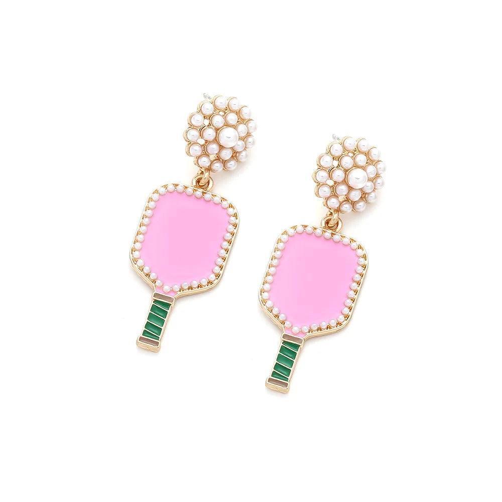 pickleball paddle earrings - basil boutique