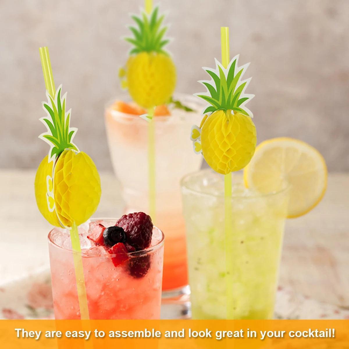 pineapple plastic straws - basil boutique