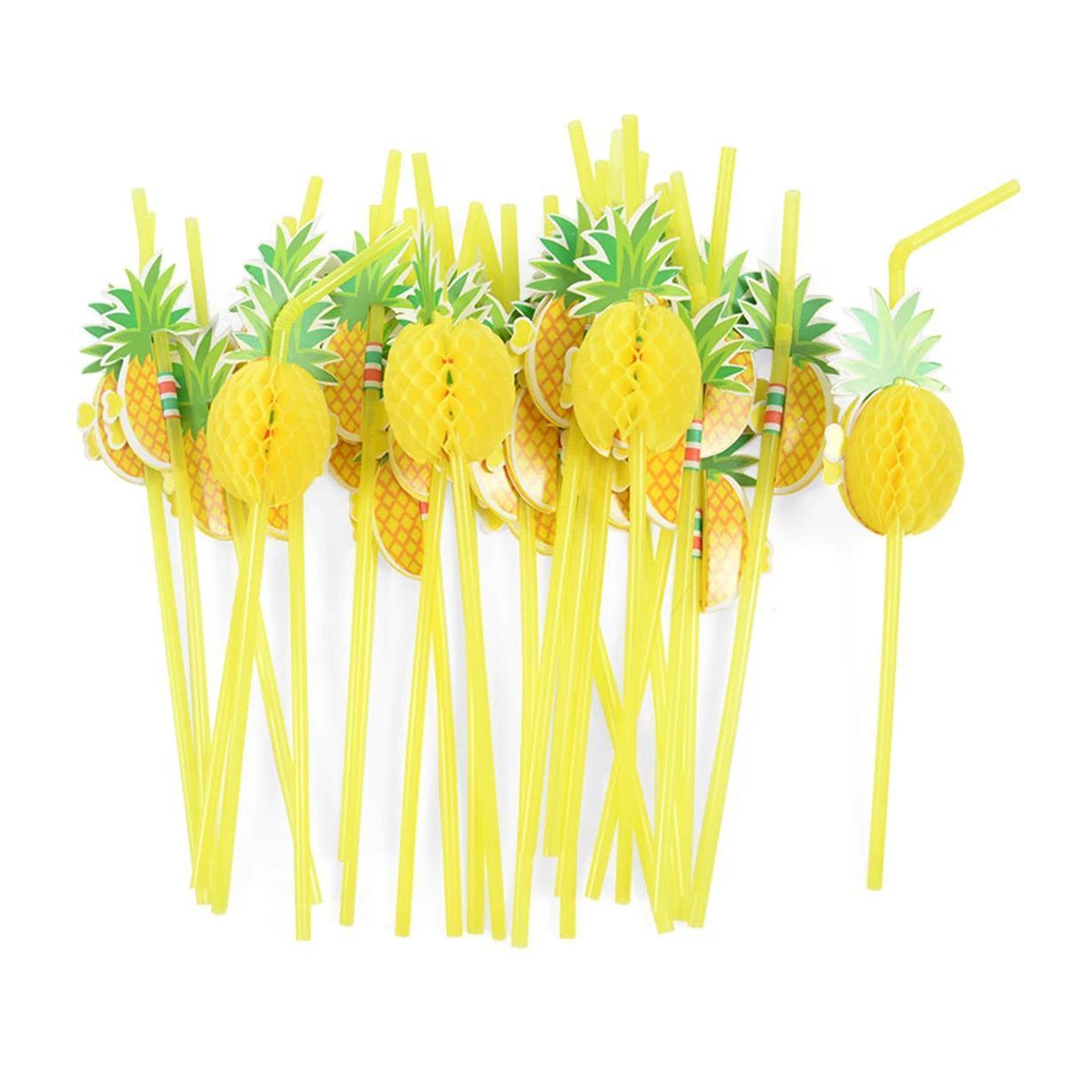 pineapple plastic straws - basil boutique