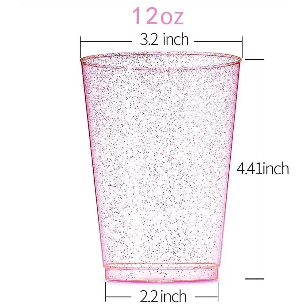 pink glitter plastic cups - basil boutique