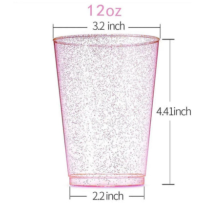 pink glitter plastic cups - basil boutique