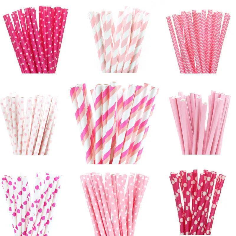 pink paper straws - basil boutique