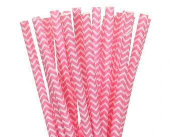 pink paper straws - basil boutique