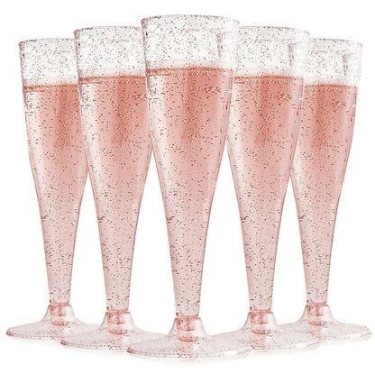 pink sparkle champagne flutes - basil boutique