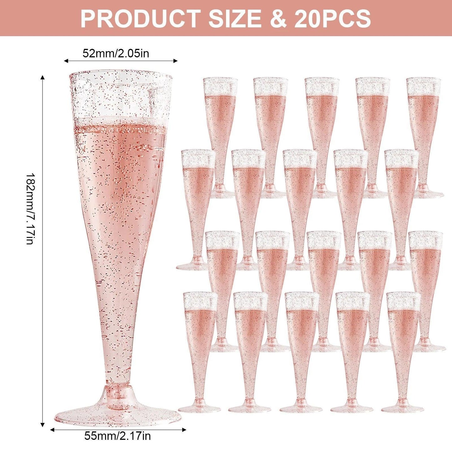 pink sparkle champagne flutes - basil boutique