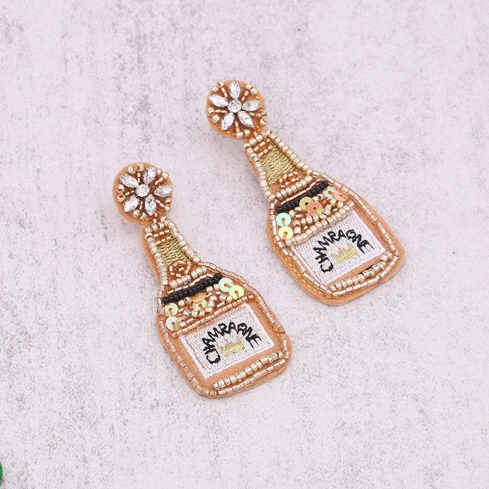 prosecco beaded earrings - basil boutique