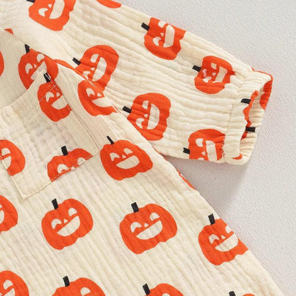 pumpkin + bats onesies - basil boutique