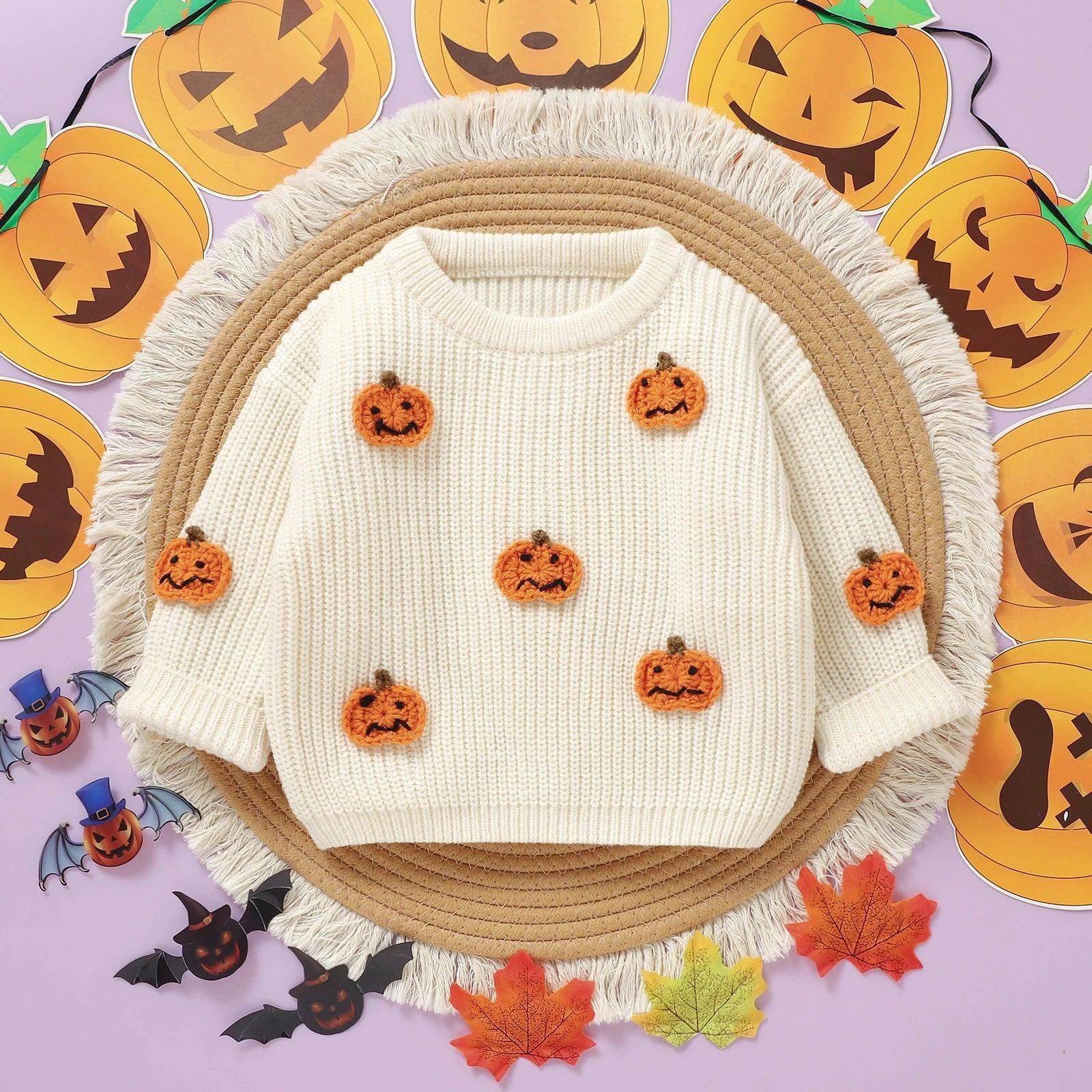 pumpkin knit kids sweater - basil boutique