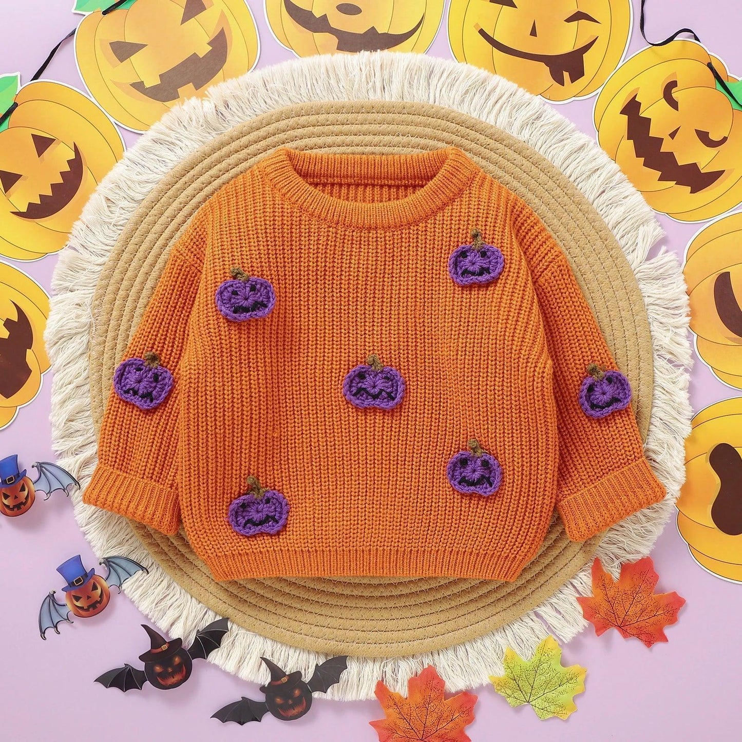 pumpkin knit kids sweater - basil boutique