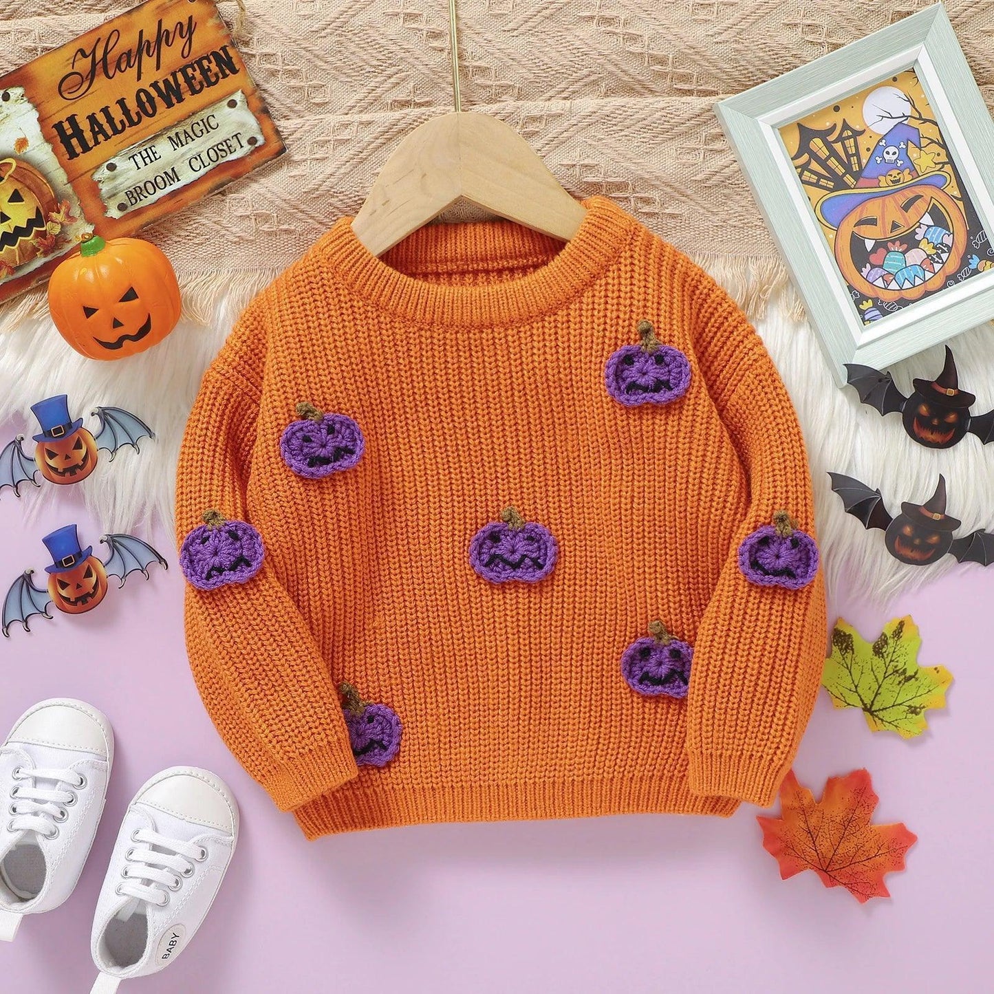 pumpkin knit kids sweater - basil boutique