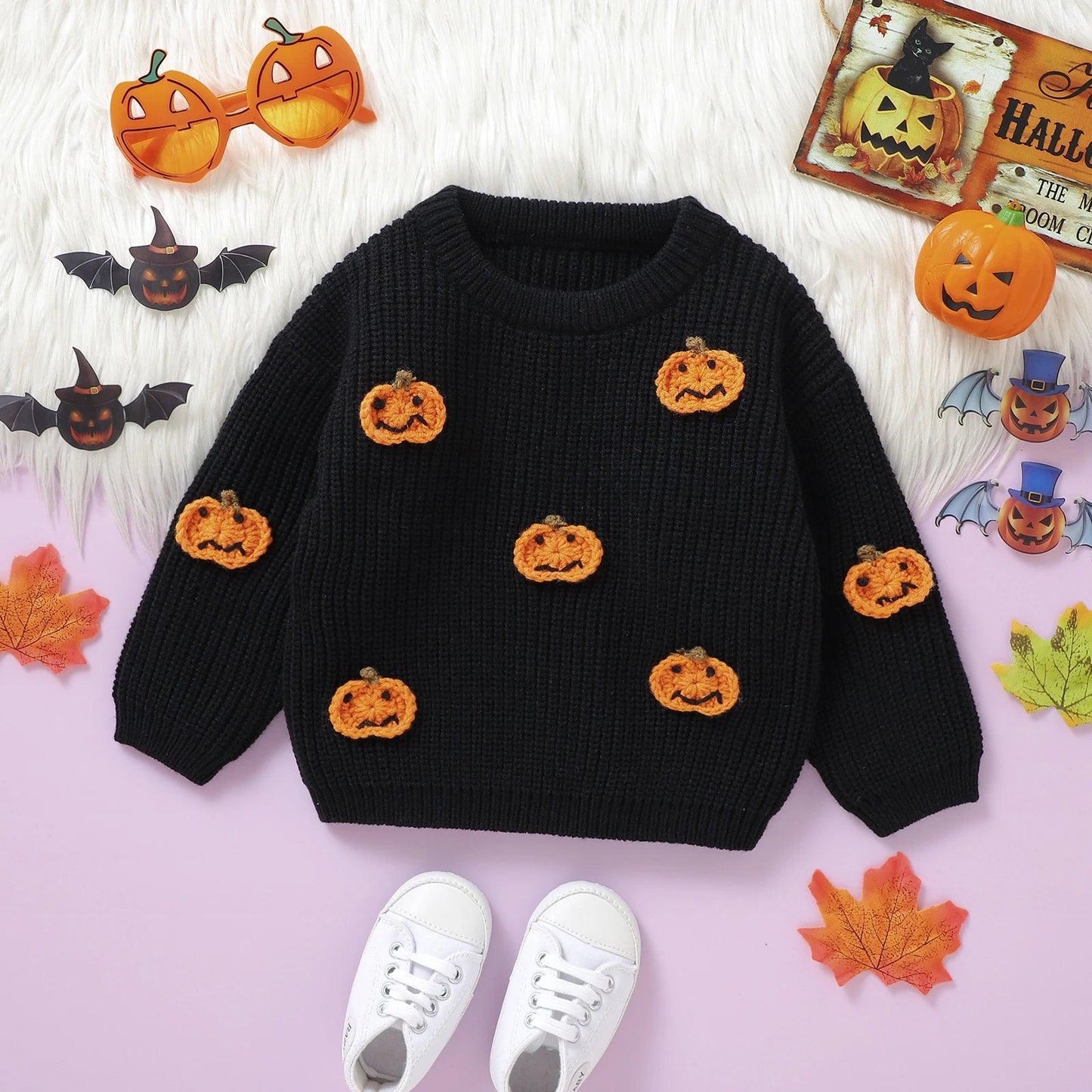 pumpkin knit kids sweater - basil boutique