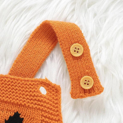 pumpkin knit overall onesie - basil boutique