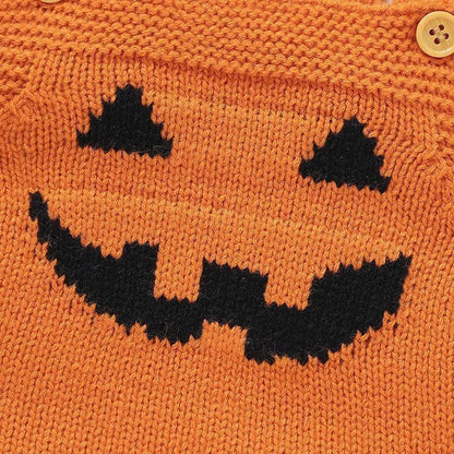 pumpkin knit overall onesie - basil boutique