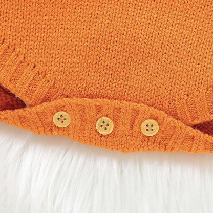 pumpkin knit overall onesie - basil boutique