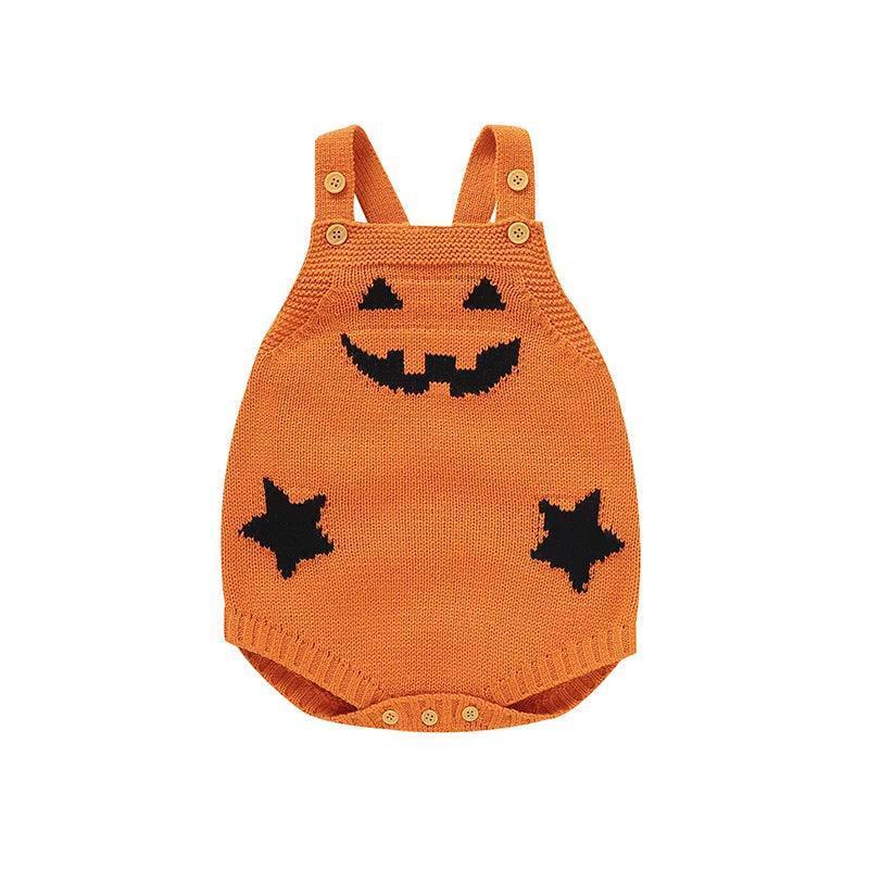 pumpkin knit overall onesie - basil boutique