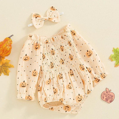 pumpkin' munchkin' onesie - basil boutique