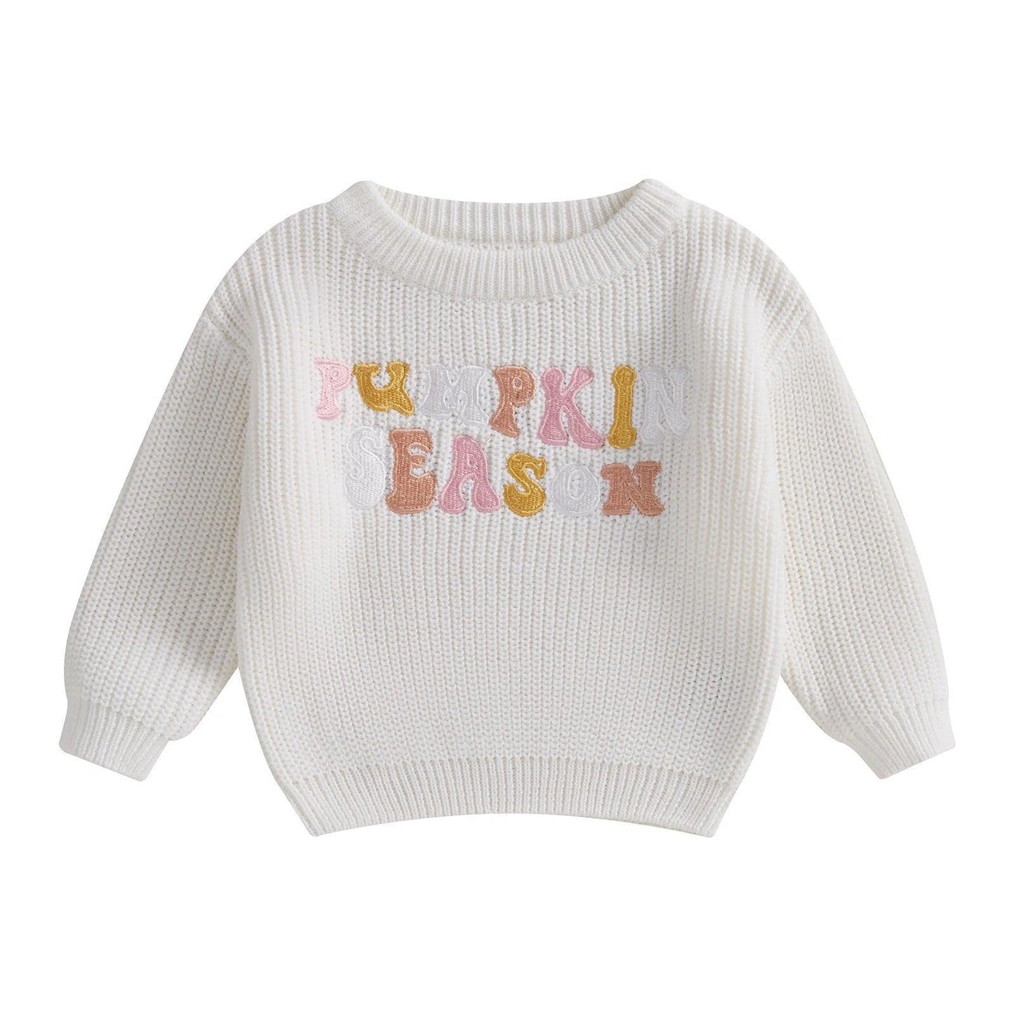 pumpkin season knit kids crew sweater - basil boutique