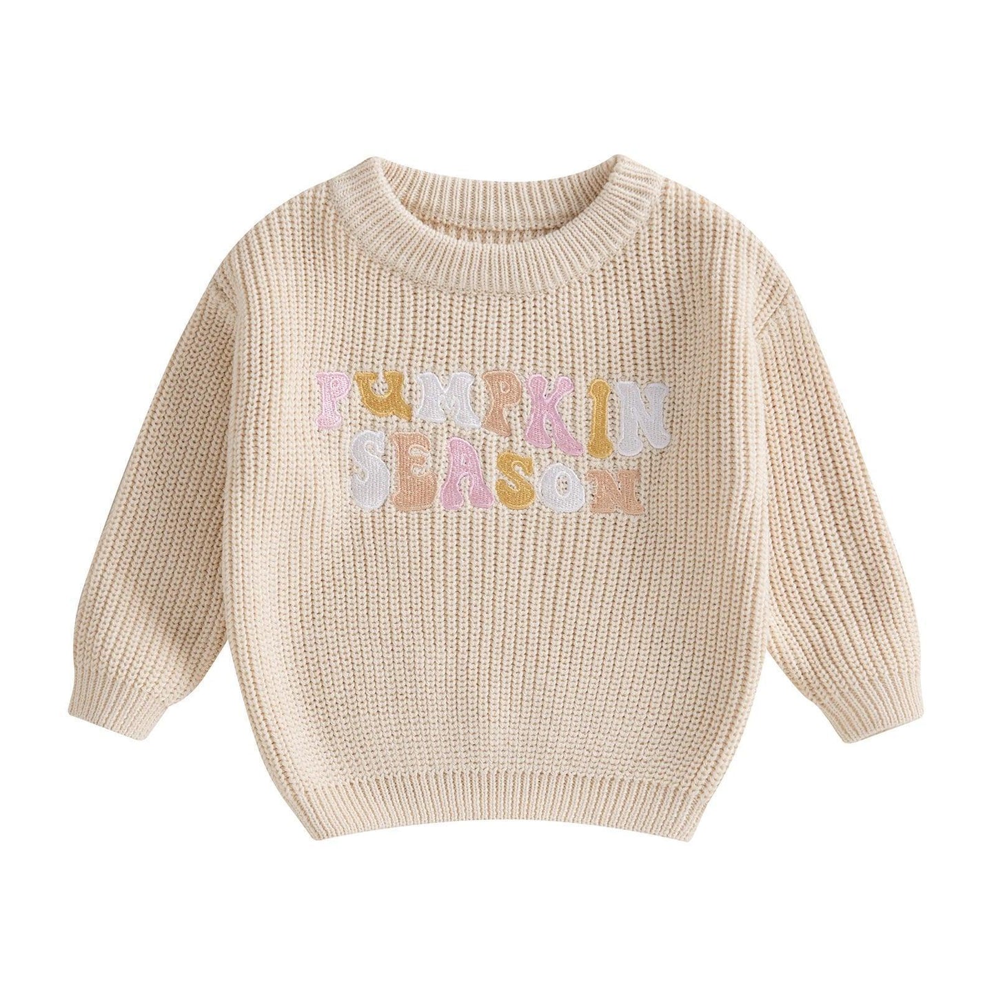 pumpkin season knit kids crew sweater - basil boutique