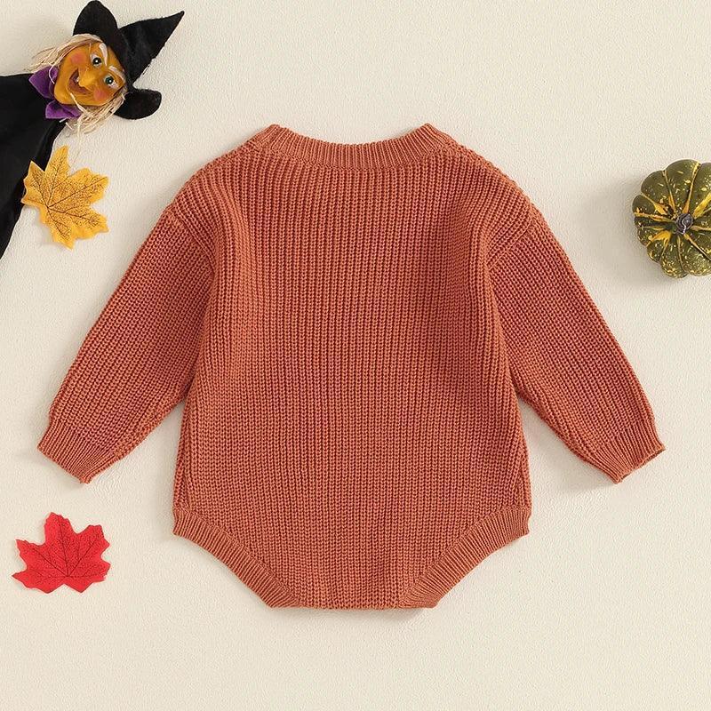 pumpkin stitched onesie - basil boutique