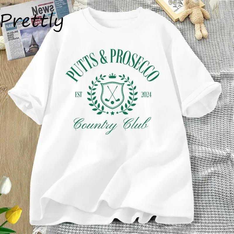 putts and prosecco country club t-shirt - basil boutique