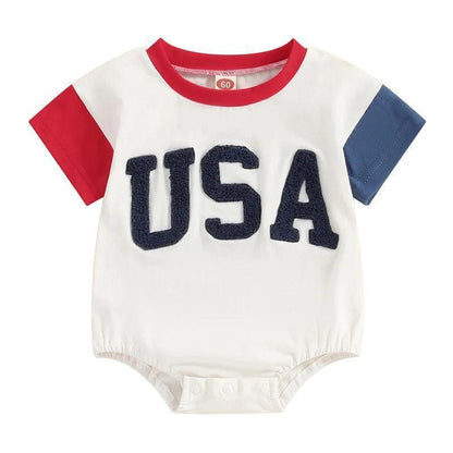 red + blue usa patch onesie - basil boutique