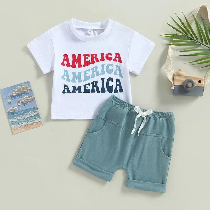 retro america kids outfit - basil boutique