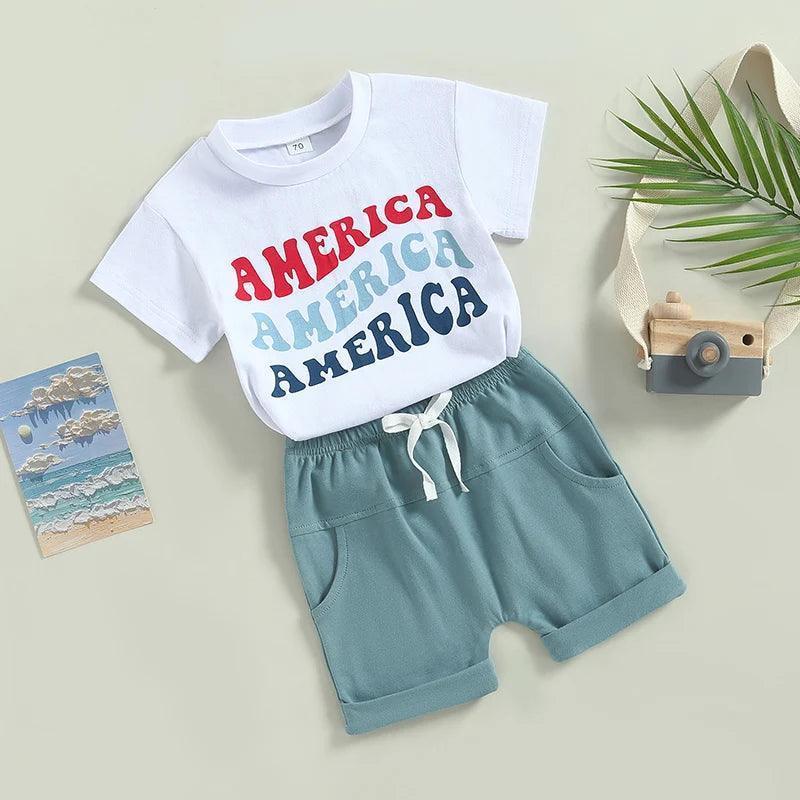 retro america kids outfit - basil boutique