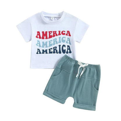 retro america kids outfit - basil boutique