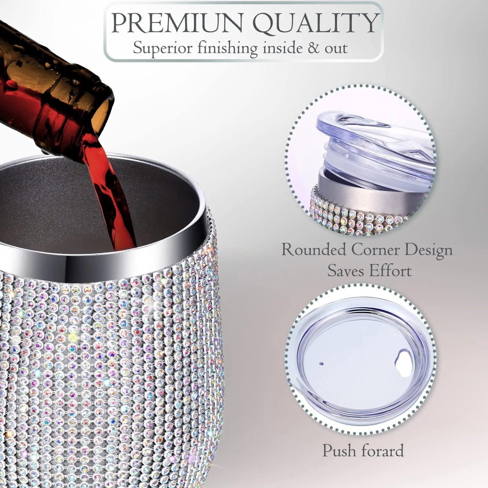 rhinestone wine tumbler - basil boutique