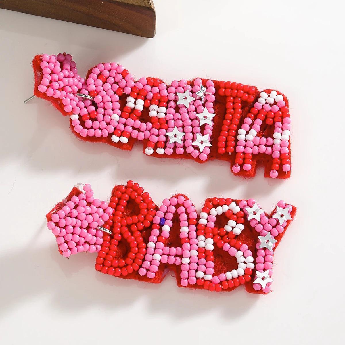 santa baby beaded earrings - basil boutique