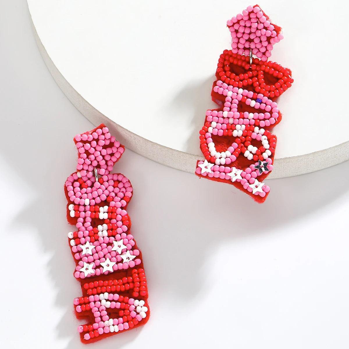 santa baby beaded earrings - basil boutique