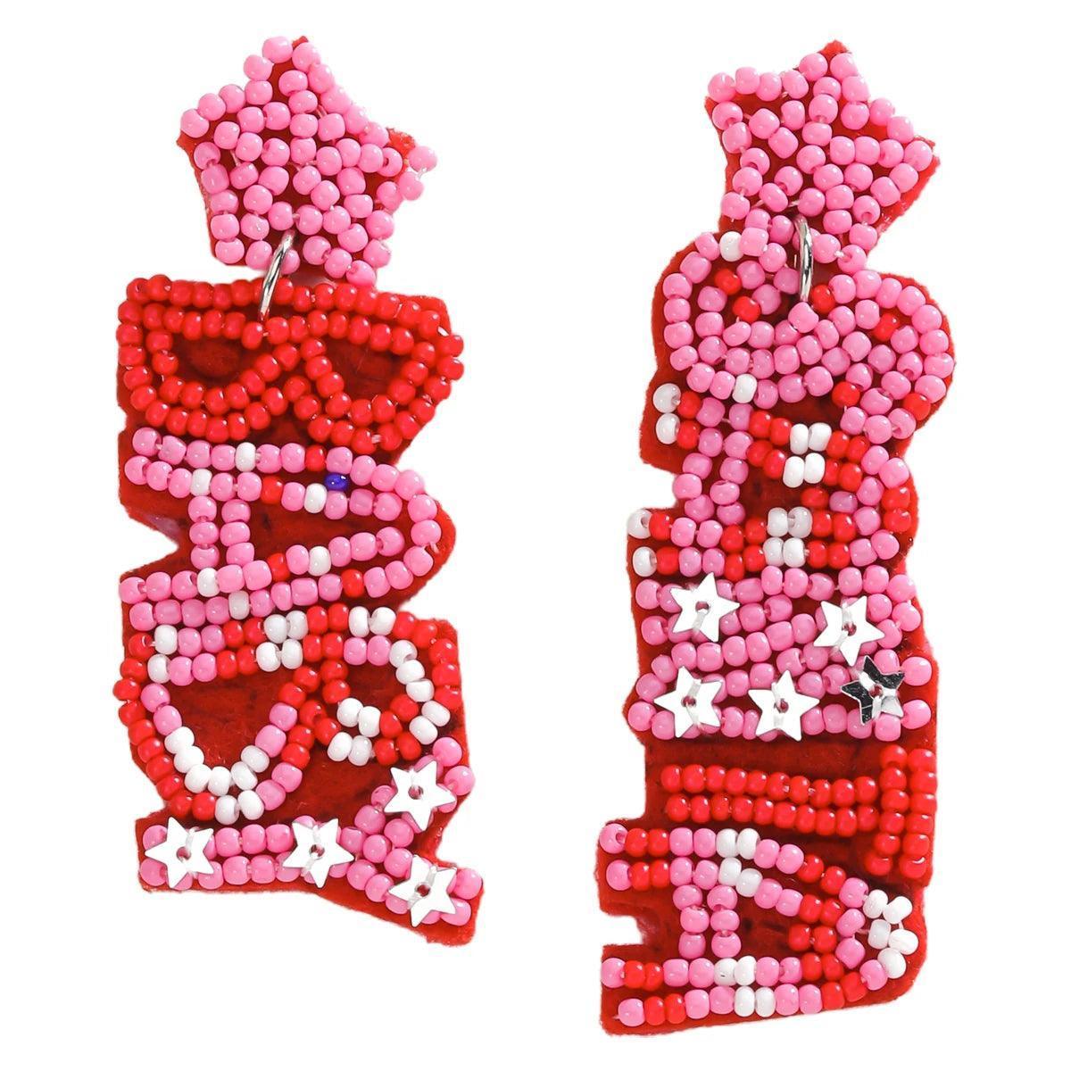 santa baby beaded earrings - basil boutique