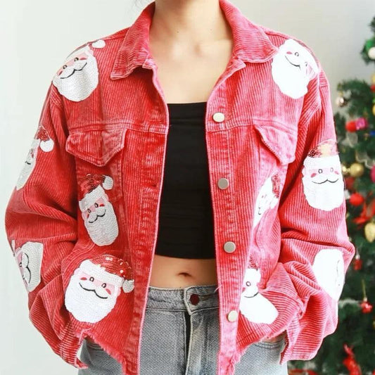 santa claus sequin cropped jacket - basil boutique