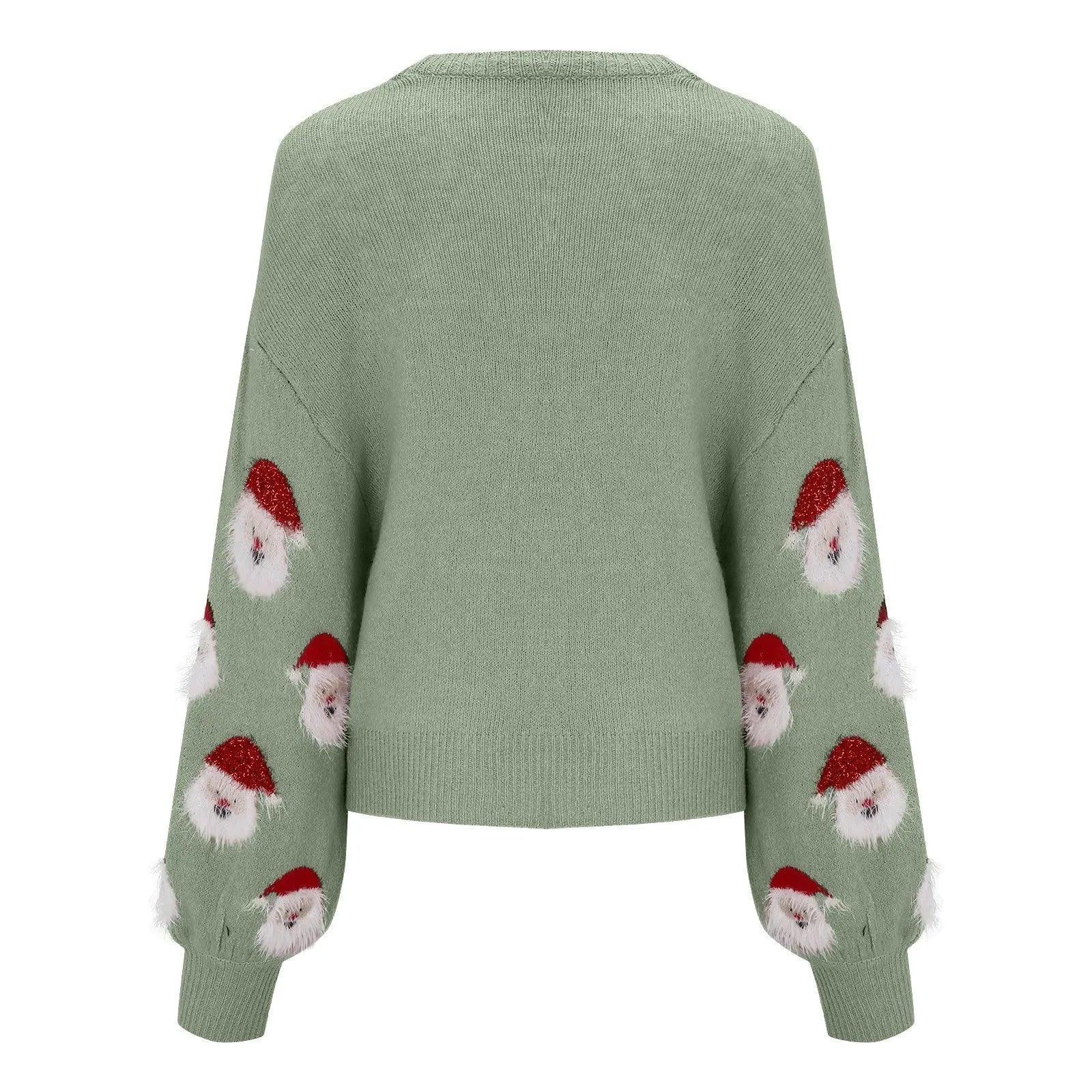 santa clause sequin crew sweater - basil boutique