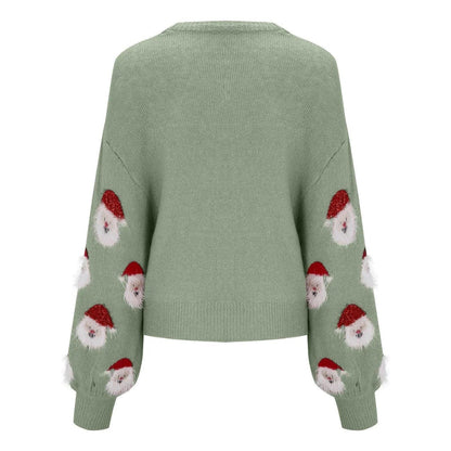 santa clause sequin crew sweater - basil boutique