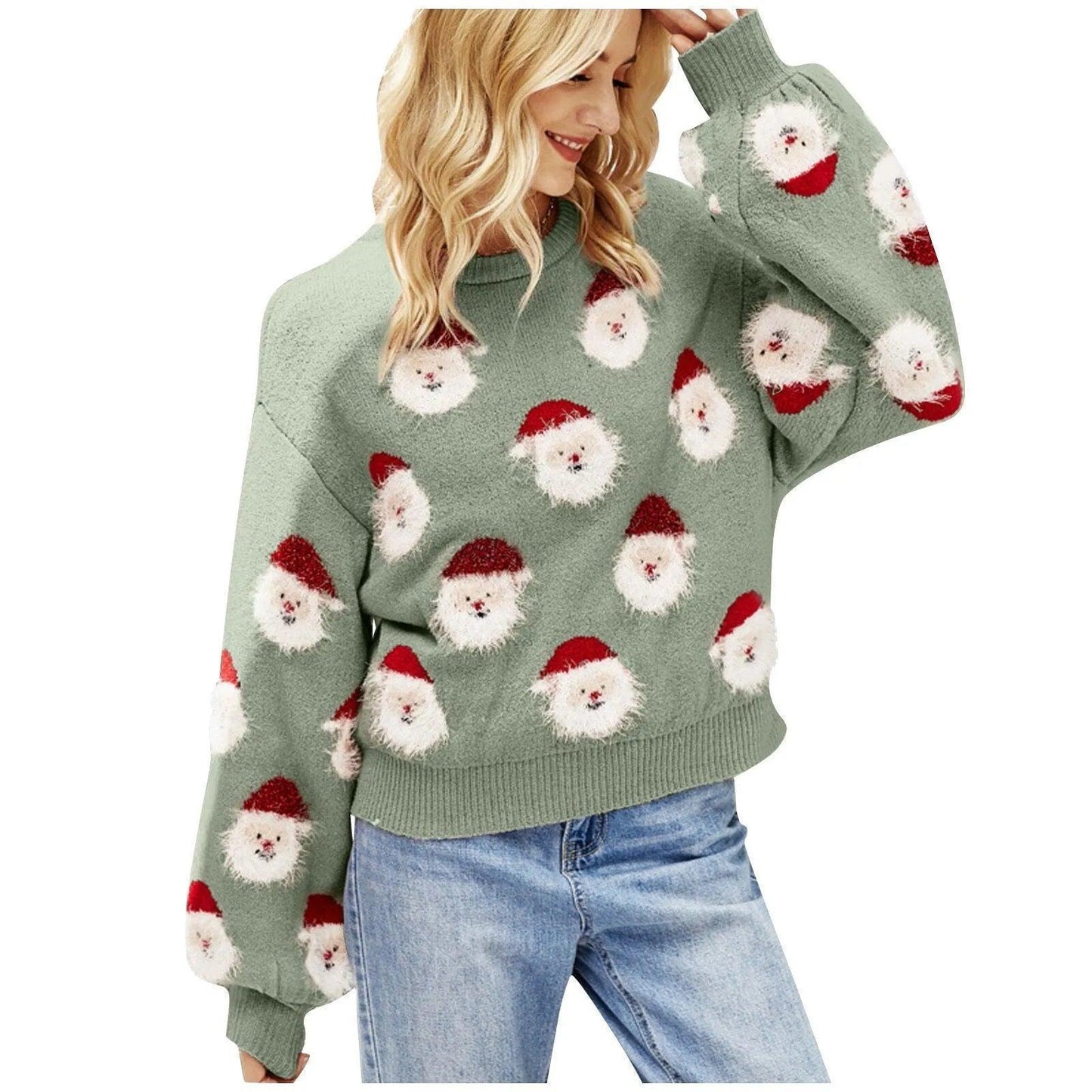 santa clause sequin crew sweater - basil boutique