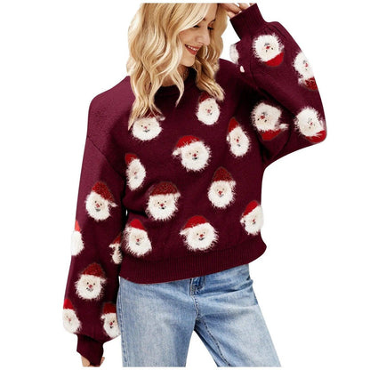 santa clause sequin crew sweater - basil boutique