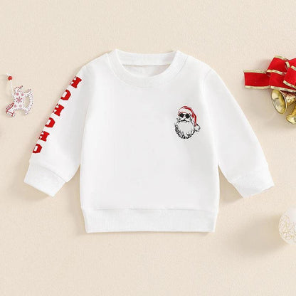 santa ho ho ho kids crew sweatshirt - basil boutique