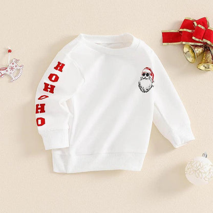 santa ho ho ho kids crew sweatshirt - basil boutique