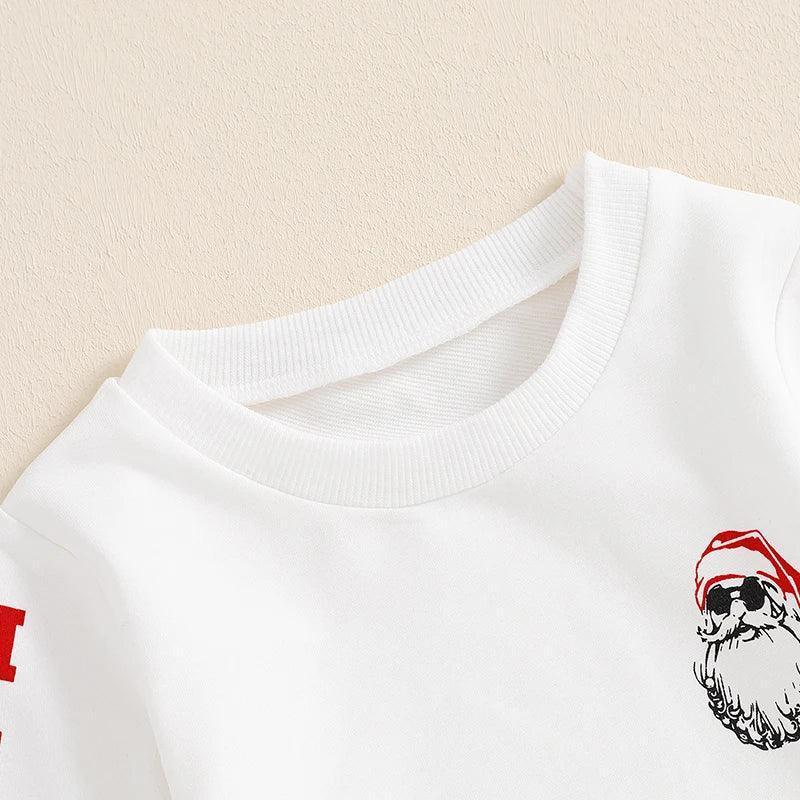 santa ho ho ho kids crew sweatshirt - basil boutique