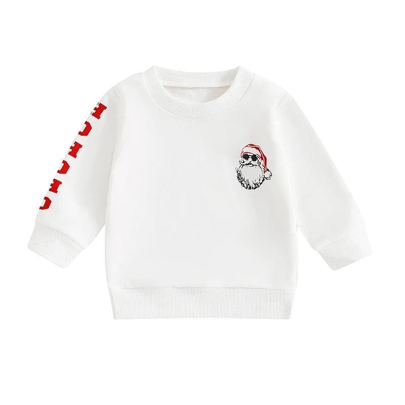 santa ho ho ho kids crew sweatshirt - basil boutique