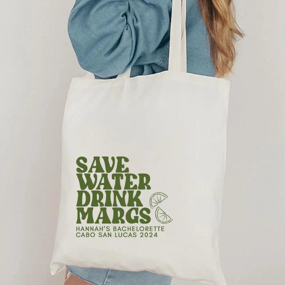 save water drink margs tote bag - basil boutique