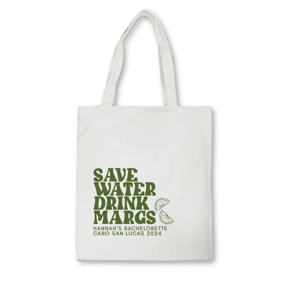 save water drink margs tote bag - basil boutique