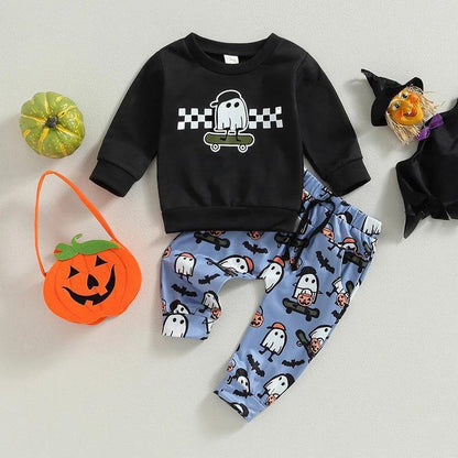 skater ghost kids outfit - basil boutique