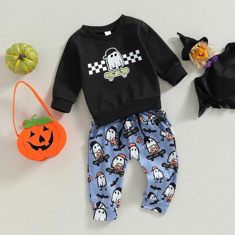 skater ghost kids outfit - basil boutique