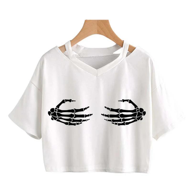 skull hands crop top - basil boutique