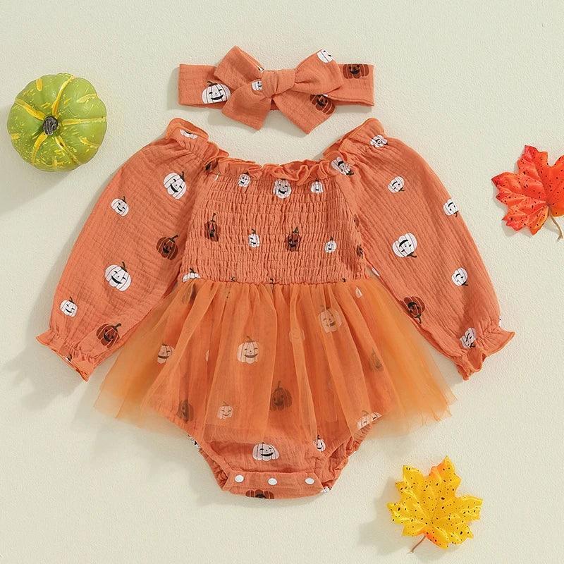 smocked pumpkin kids dresses - basil boutique