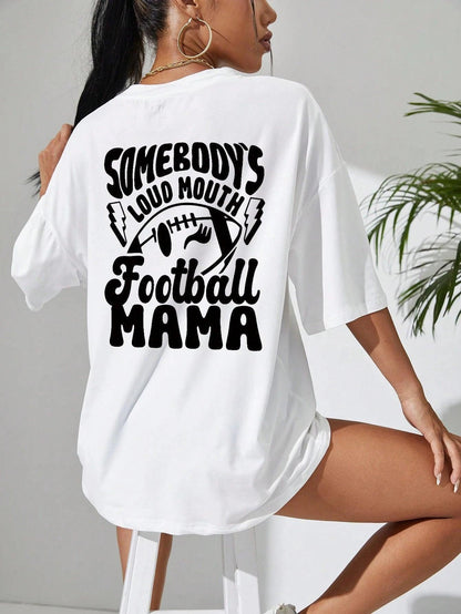 somebody's loud mouth football mama t-shirt - basil boutique