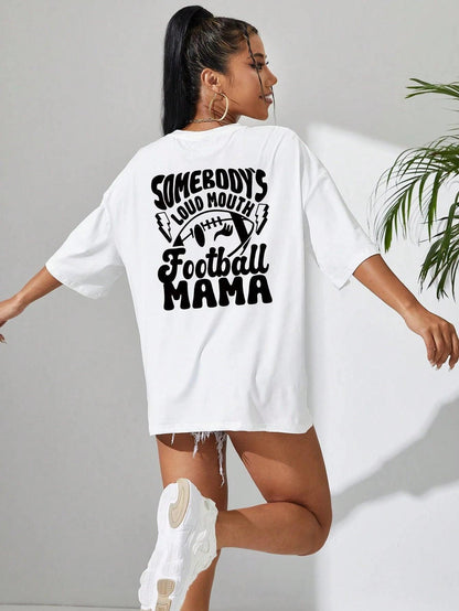 somebody's loud mouth football mama t-shirt - basil boutique