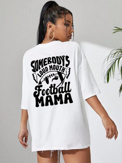 somebody's loud mouth football mama t-shirt - basil boutique